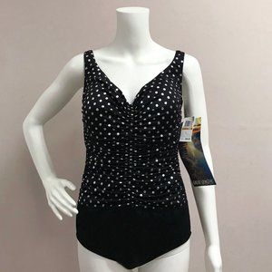 Great Lengths Polka Dot One piece Swim Suit Plus Size 16W NWT